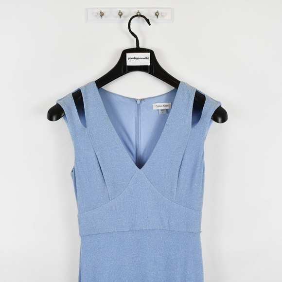 Calvin Klein Light Blue Metallic Cutout Gown - Picture 4 of 8